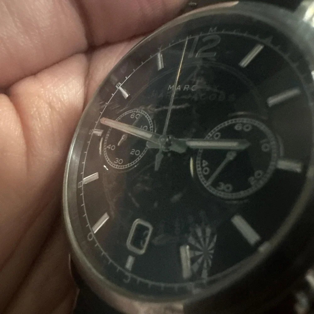 Working Marc Jacobs M711604 Black chronograph Mens watch New Battery 42mm Fit 8